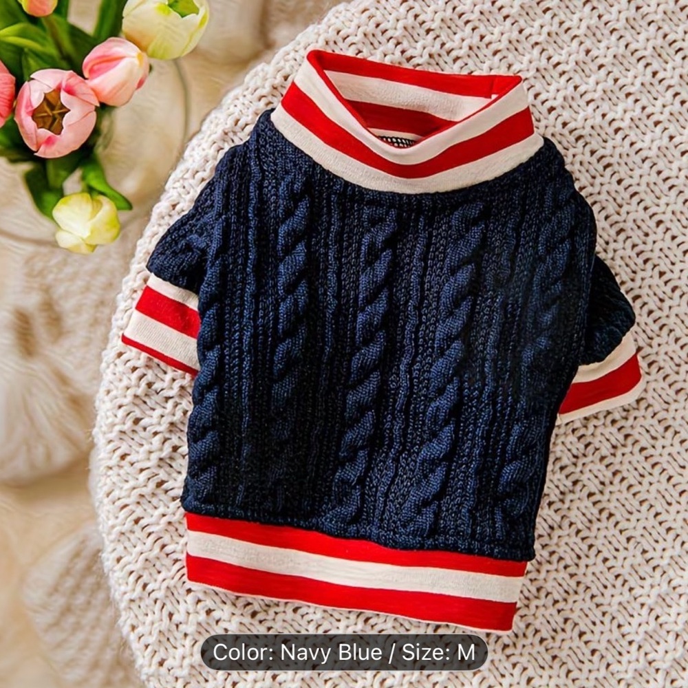 🥳 2 for $15 🥳 Navy Blue Cable Knit Dog or Cat Pet Sweater